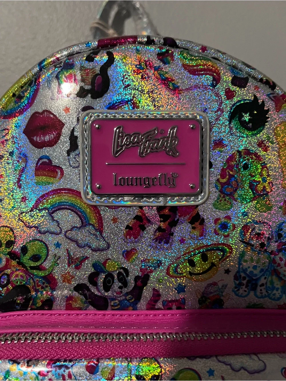 Loungefly Lisa Frank Iridescent AOP Sticker Mini Backpack